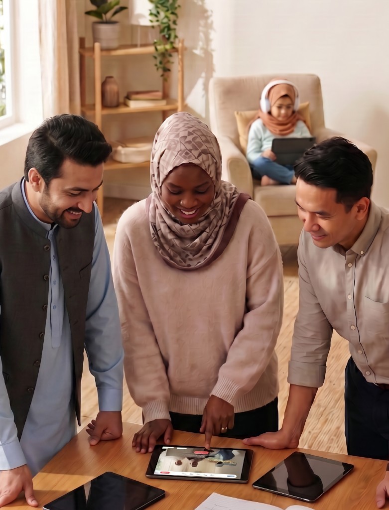 Muslim family learning together